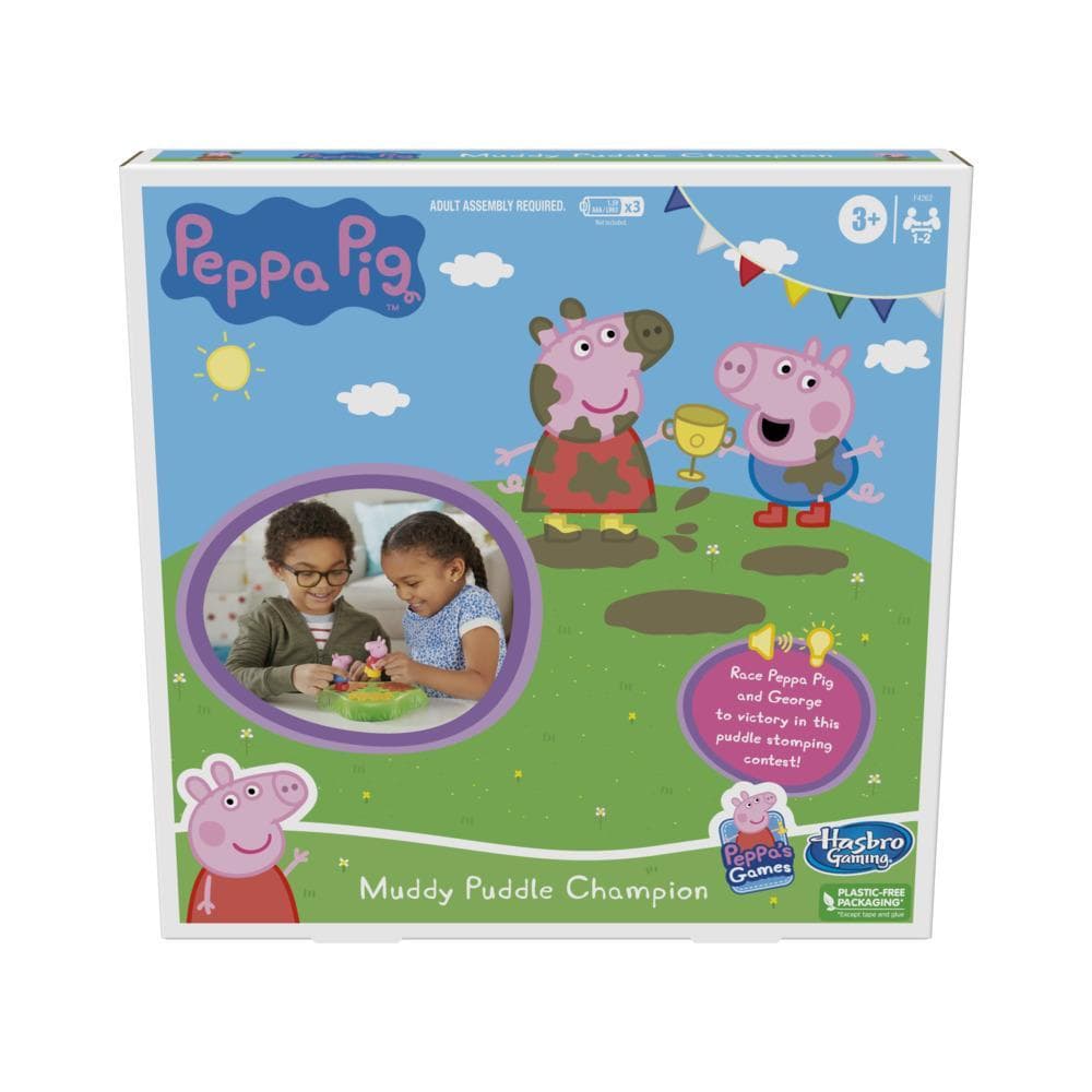 Peppa Pig Muddy Puddle Champion Board Game for Kids Ages 3 and Up, Preschool Game for 1-2 Players