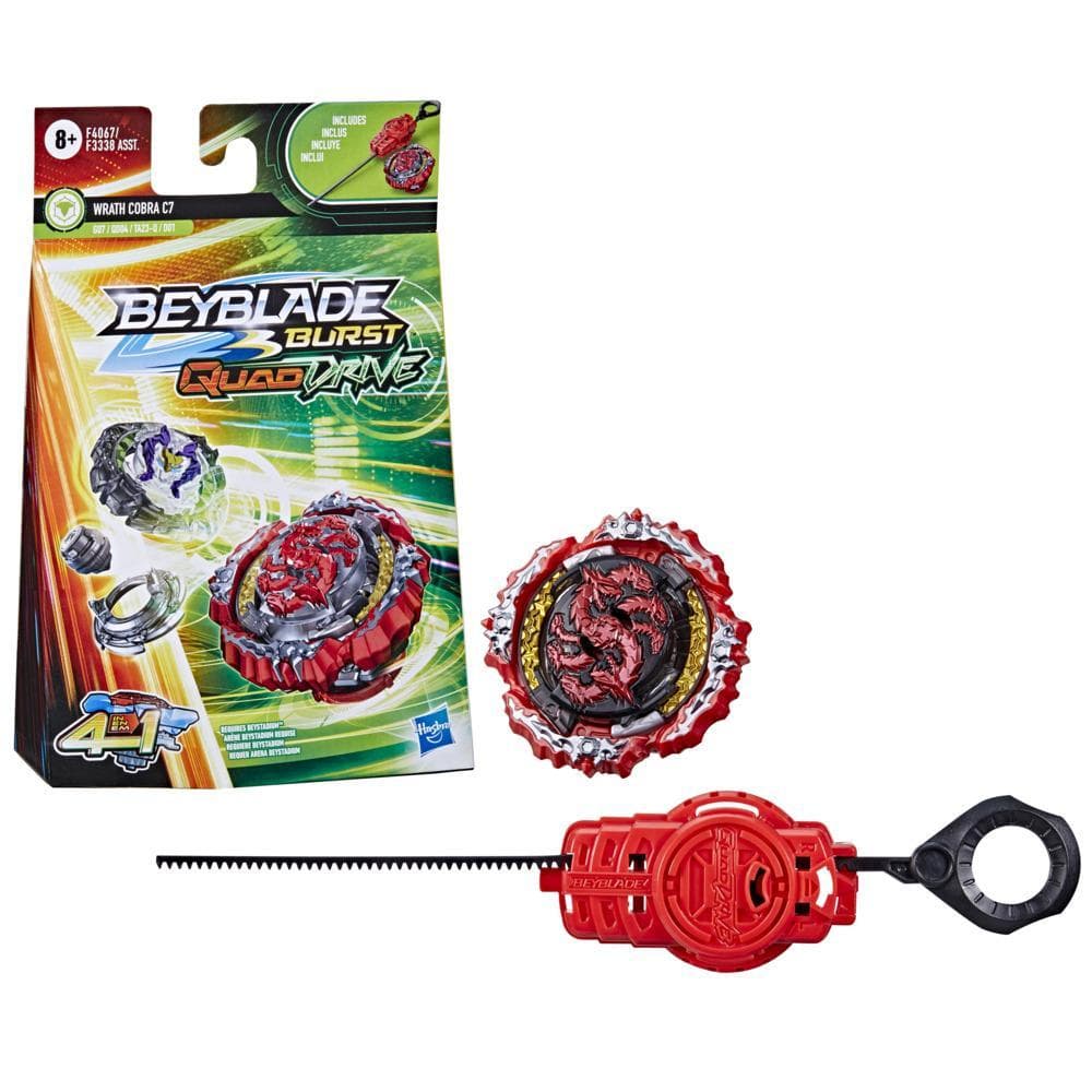 Beyblade Burst QuadDrive Wrath Cobra C7 Spinning Top Starter Pack -- Battling Game Top Toy with Launcher