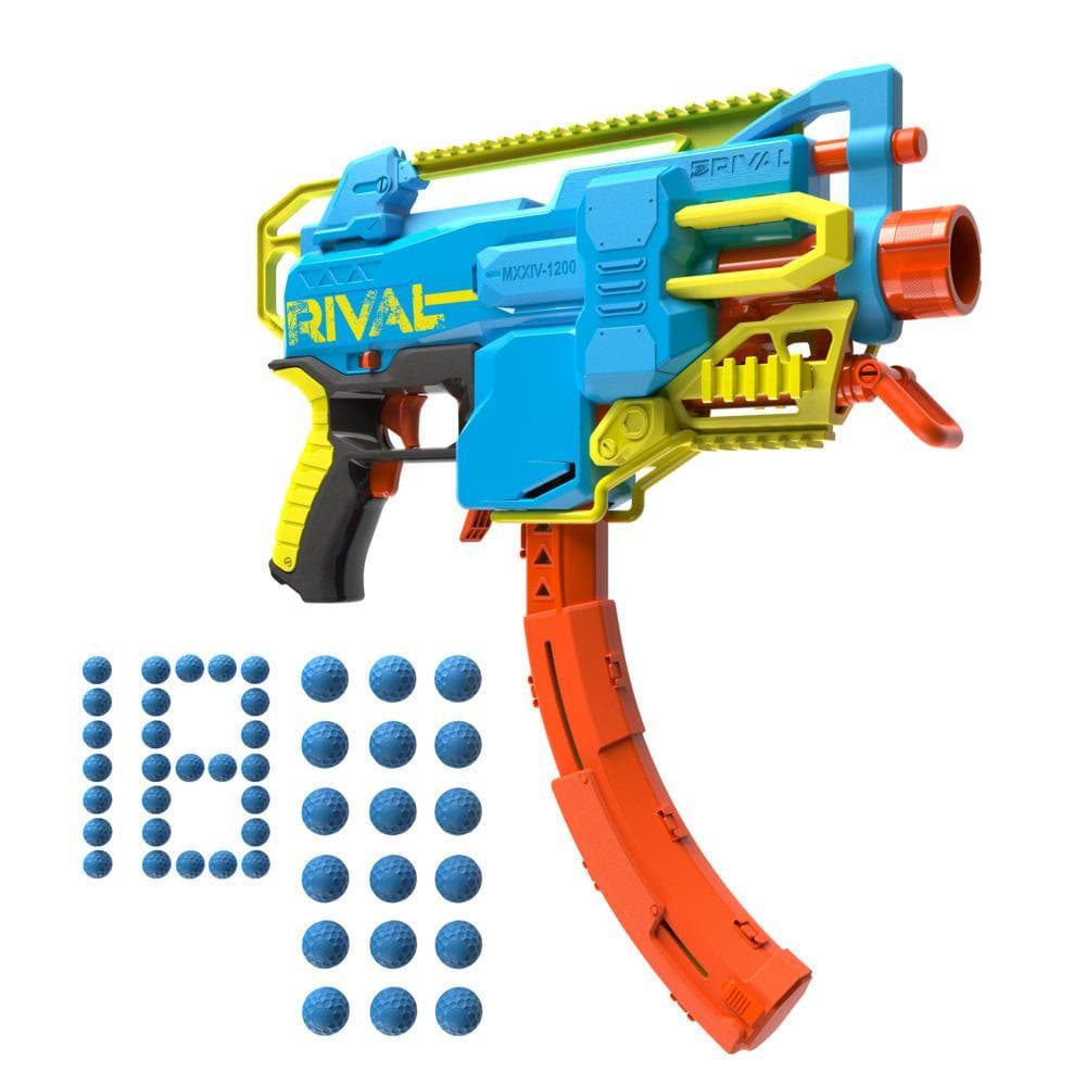 Nerf Rival Challenger MXXIV-1200 Motorized Blaster, Curved 12 Round Magazine, 18 Nerf Rival Accu-Rounds