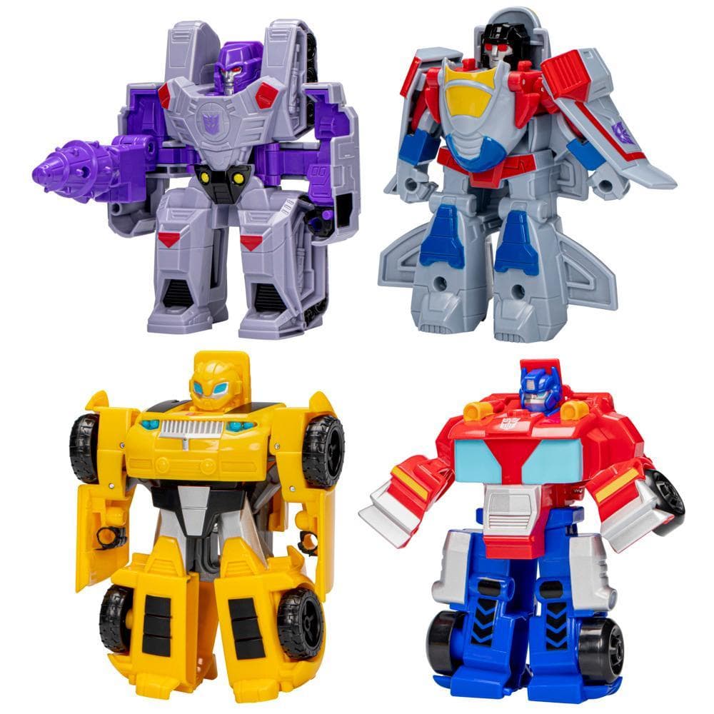 Transformers Toys Heroes vs Villains 4-Pack, Preschool Robot Toys for Kids Ages 3 and Up