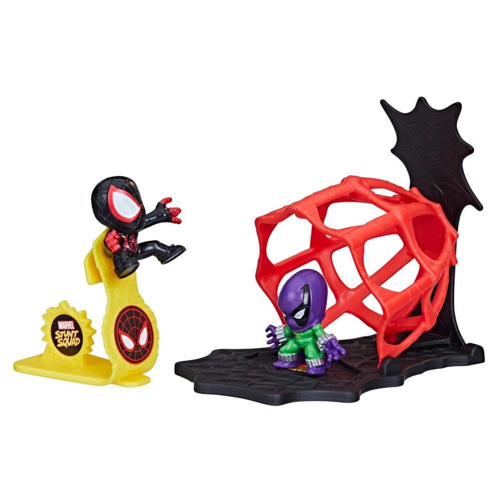 Marvel Stunt Squad Miles Morales vs. Prowler Playset with Action Figures (1.5”)