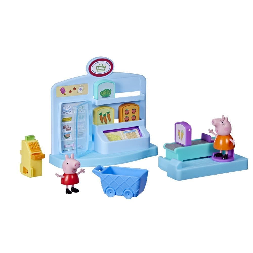 Peppa Pig Peppa’s Adventures Peppa’s Supermarket Playset Preschool Toy: 2 Figures, 8 Accessories; for Ages 3 and Up