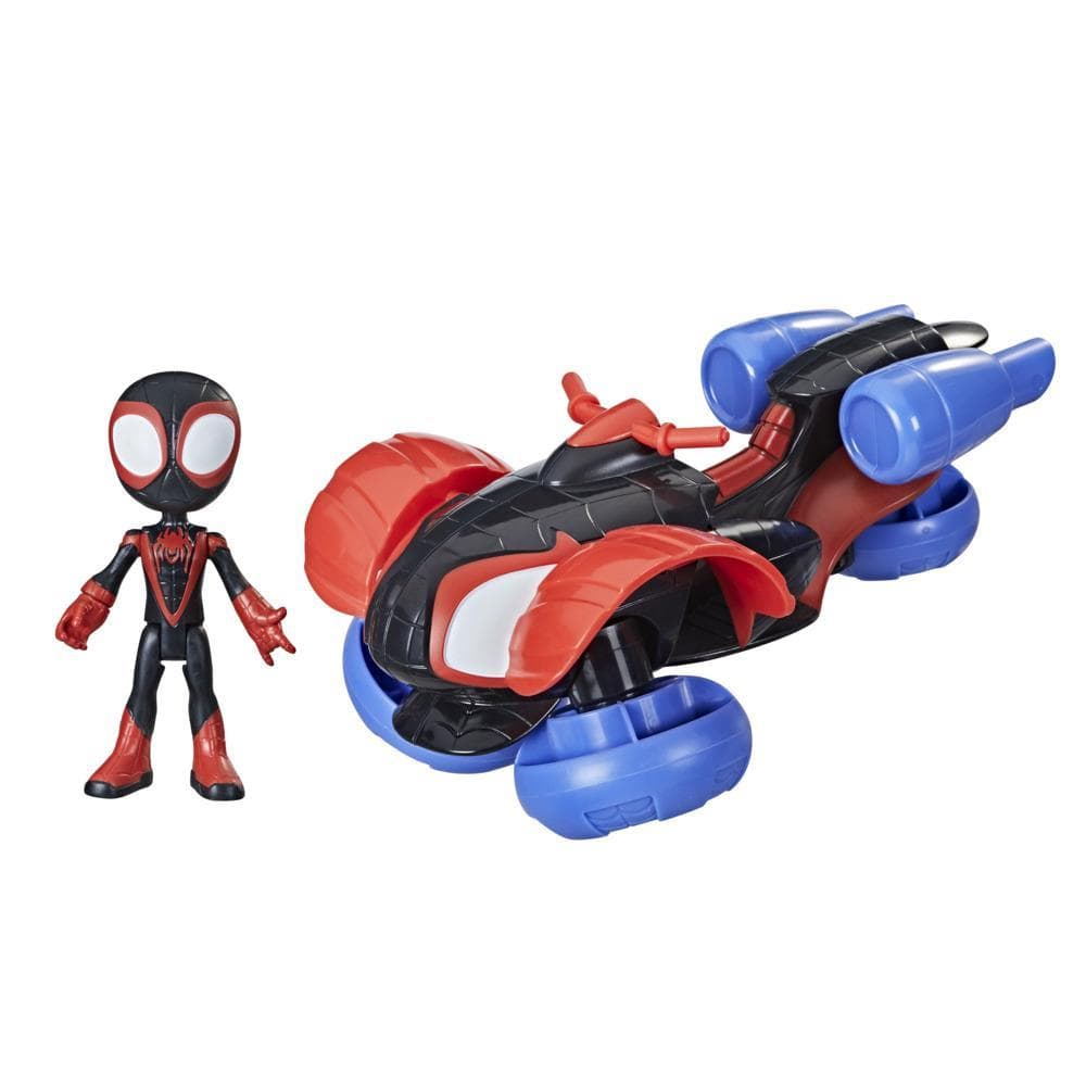 Marvel Spidey and His Amazing Friends Change 'N Go Techno-Racer And 4-Miles Morales: Spider-Man Action Figure, Ages 3 And Up