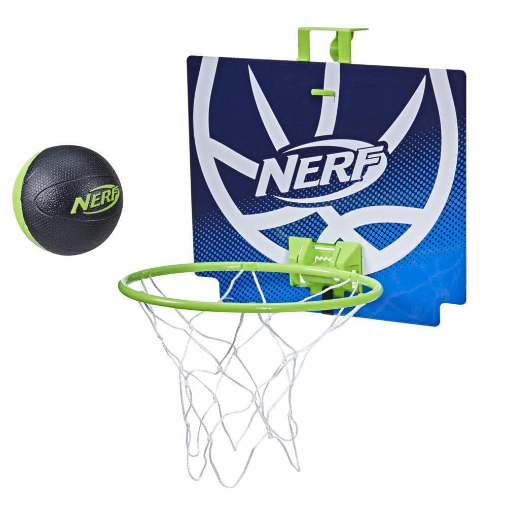 Nerf Nerfoop – The Classic Mini Foam Basketball and Hoop -- Hooks On Doors -- Indoor and Outdoor Play