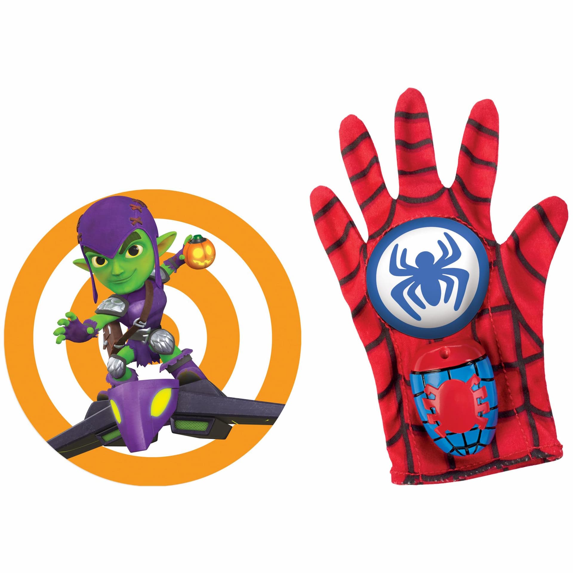 Marvel Spidey and His Amazing Friends Spidey Water Web Glove, Preschool Water Toy with Green Goblin Target, Age 3 and Up