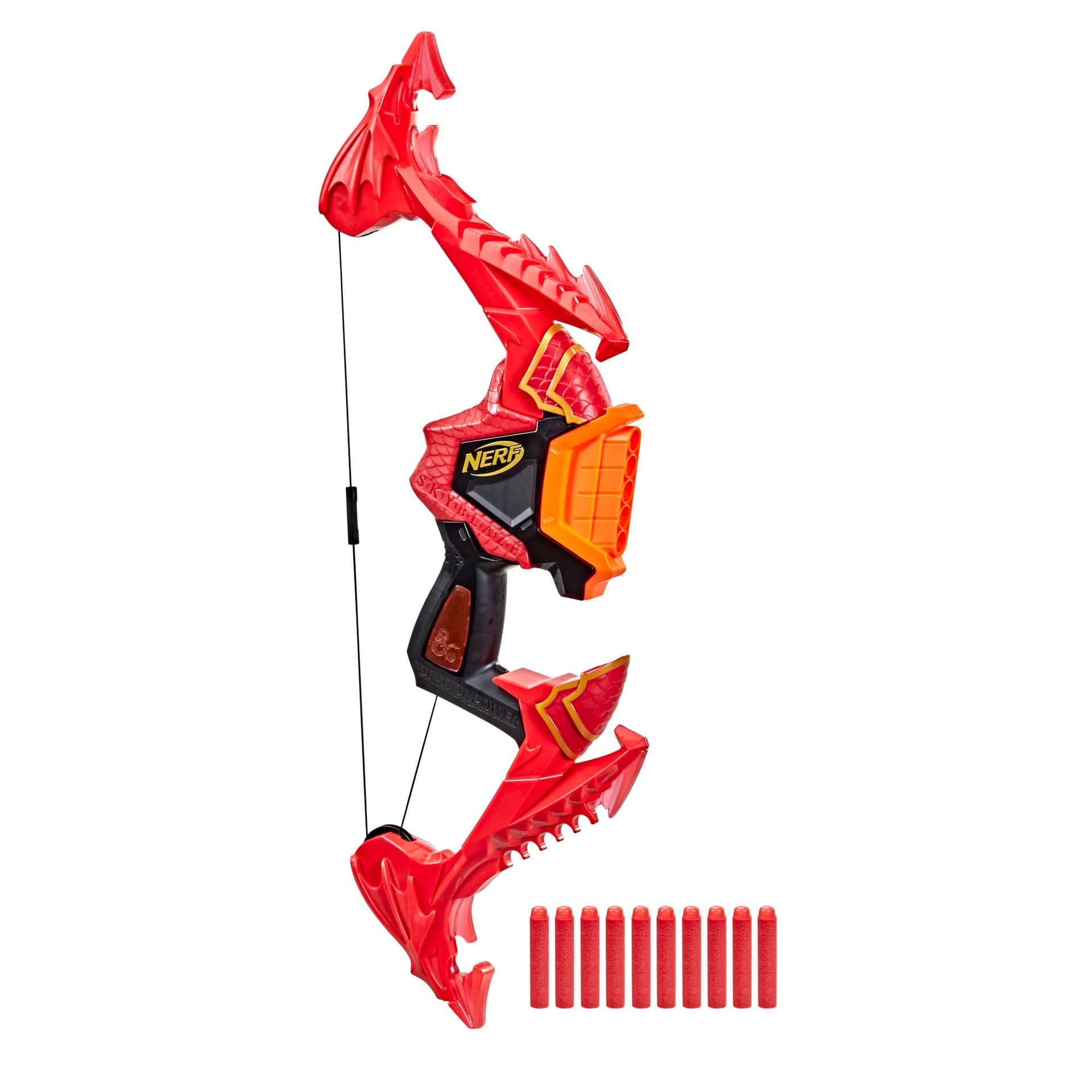 Nerf DragonPower Skyblaze Dart Bow, Inspired by Dungeons and Dragons, Dragon Bow Action, 10 Nerf Darts, 5-Dart Storage