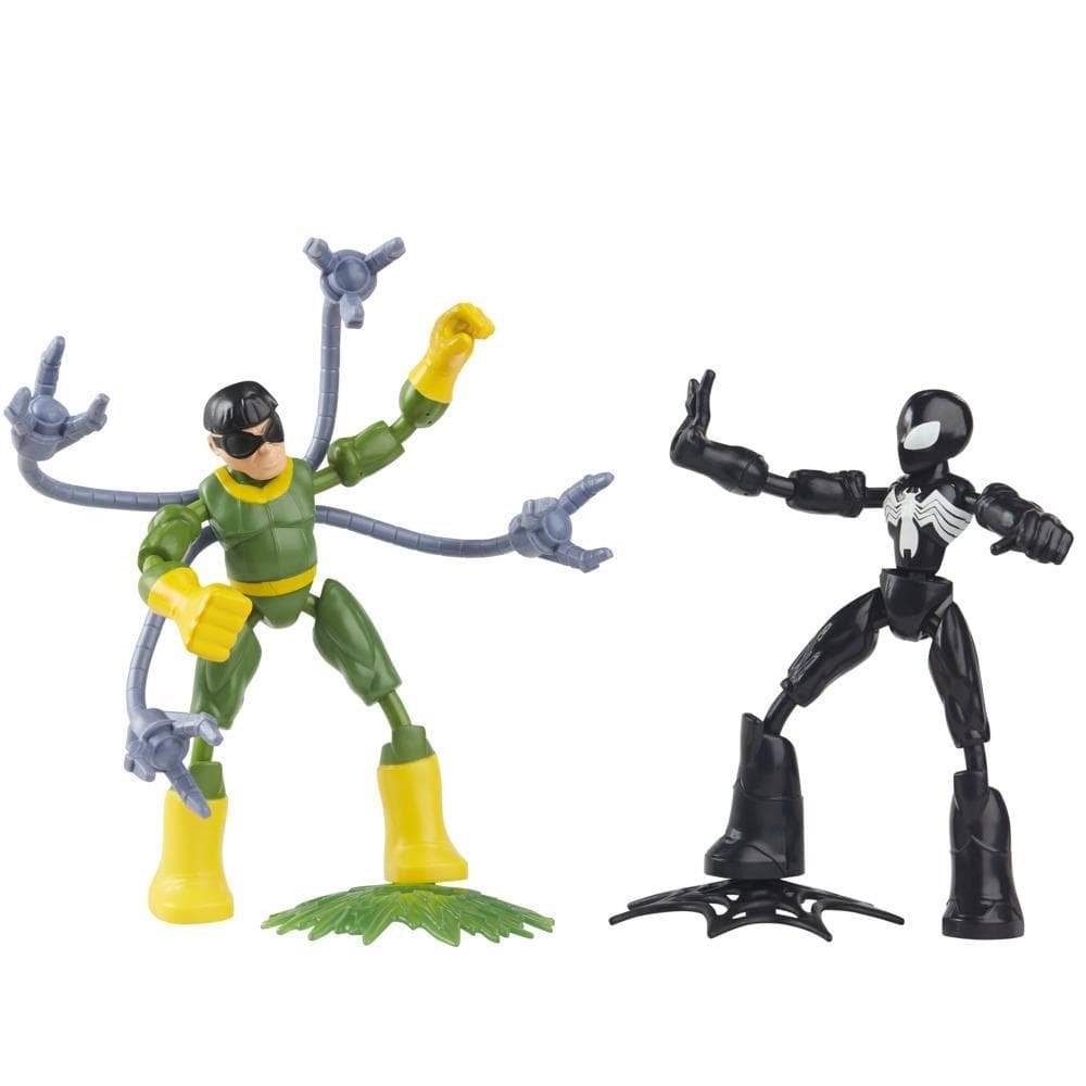 Marvel Spider-Man Bend and Flex Black Suit Spider-Man Vs. Doc Ock Action Figure Toys, 6-Inch Flexible Figures, For Kids Ages 4 And Up