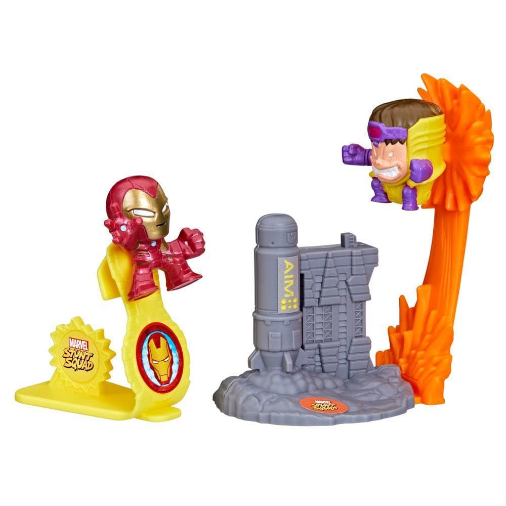 Marvel Stunt Squad Iron Man vs. M.O.D.O.K. Playset with Action Figures (1.5”)