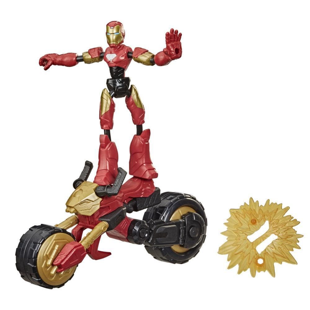 Marvel Bend and Flex, Flex Rider Iron Man Action Figure Toy, 6-Inch Figure and Motorcycle For Kids Ages 4 And Up