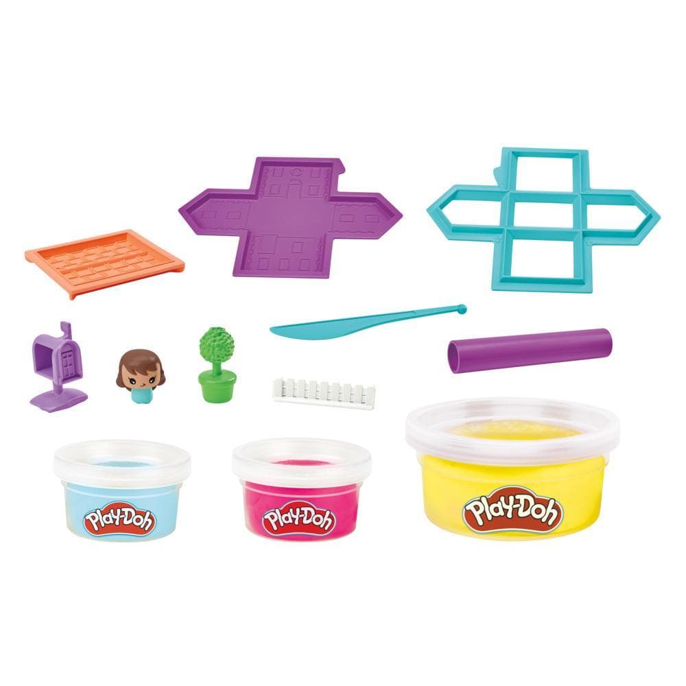Play-Doh Builder House Kit Building Toy for Kids 5 Years and Up with 3 Non-Toxic Play-Doh Colors