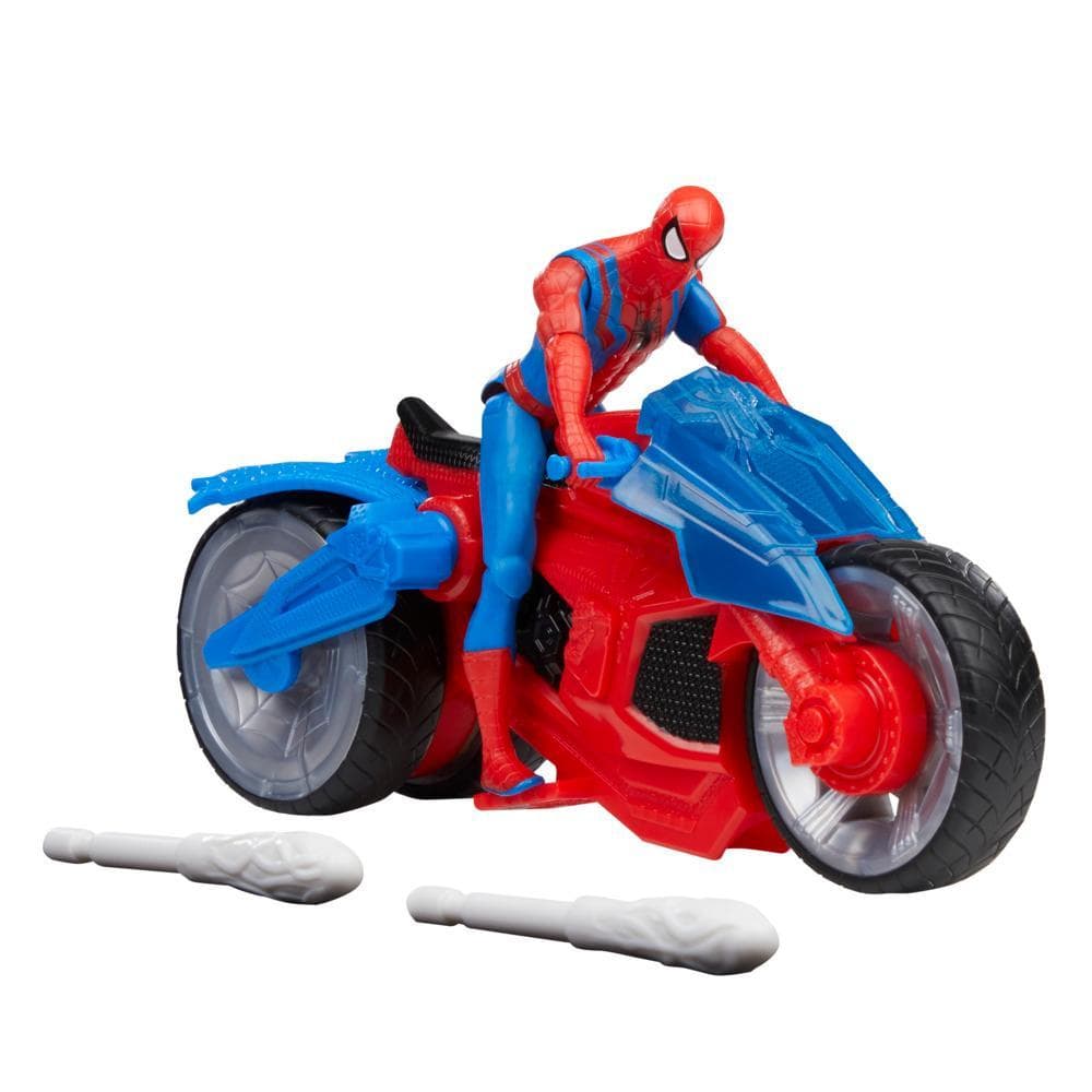 Marvel Spider-Man Web Blast Cycle Kids Playset with Poseable Spider-Man Action Figure (4")