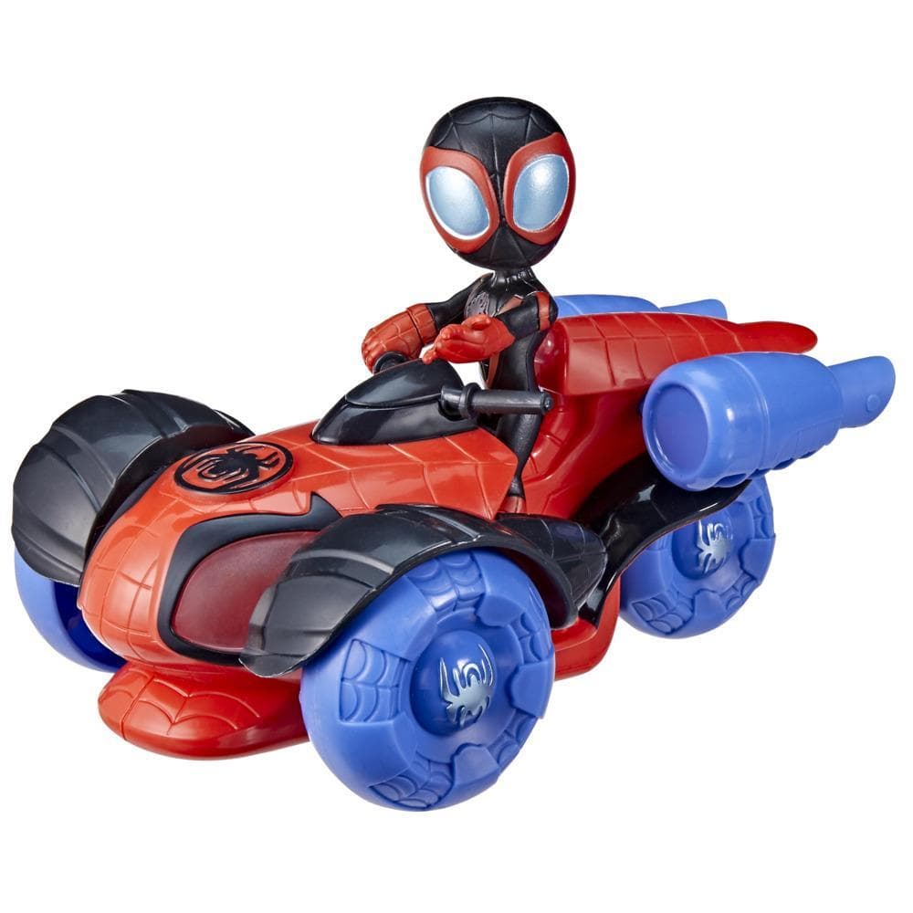 Marvel Spidey and His Amazing Friends Glow Tech Techno-Racer Vehicle, Preschool Toy with Lights and Sounds, Age 3 and Up