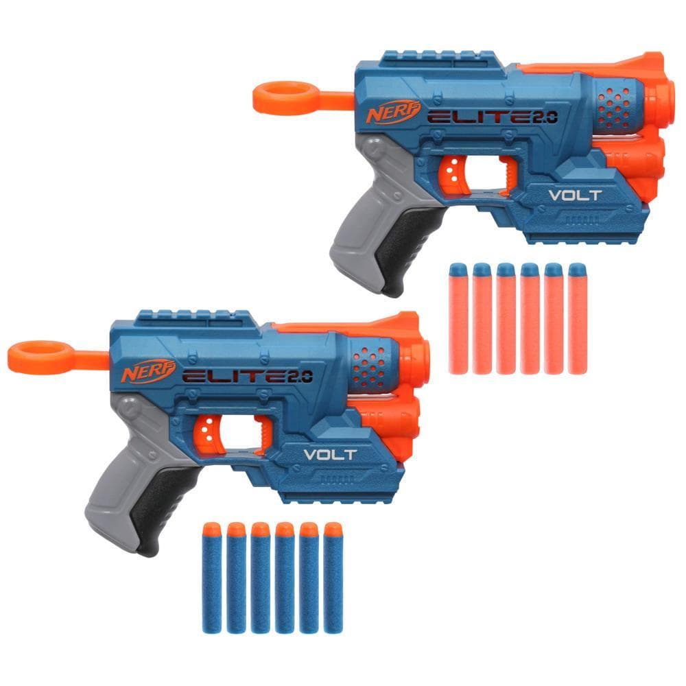 Nerf Elite 2.0 Volt SD-1 Blaster 2-Pack Includes 2 Blasters and 12 Nerf Elite Darts, Light Beam Targeting, Dart Storage