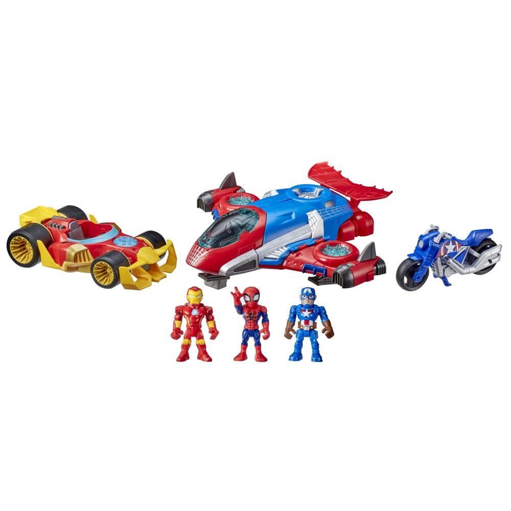 Marvel Super Hero Adventures Figure and Vehicle Multipack, 3 Action Figures and 3 Vehicles, 5-Inch Toys for Kids Ages 3 and Up