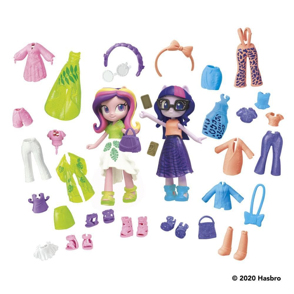 My Little Pony Equestria Girls Fashion Squad Twilight Sparkle and Princess Cadance Mini Doll Set Toy, 40 Fashion Accessories