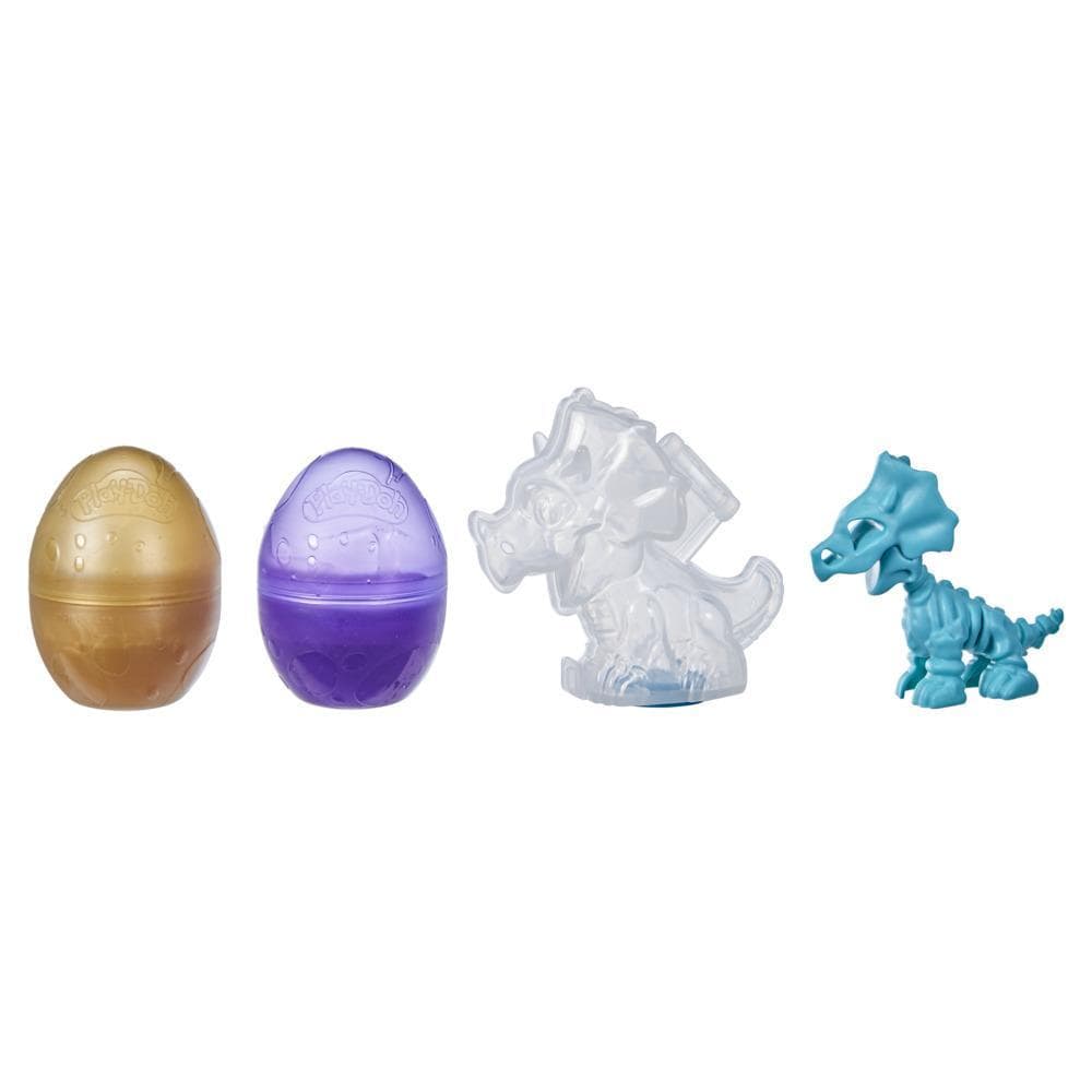 Play-Doh Slime Dino Crew Eggs and Dinosaur Bones Triceratops Toy with HydroGlitz Compound, Non-Toxic
