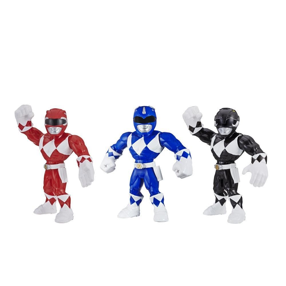 Playskool Heroes Mega Mighties Power Rangers 3-Pack -- Red Ranger, Blue Ranger, and Black Ranger 10-inch Action Figures