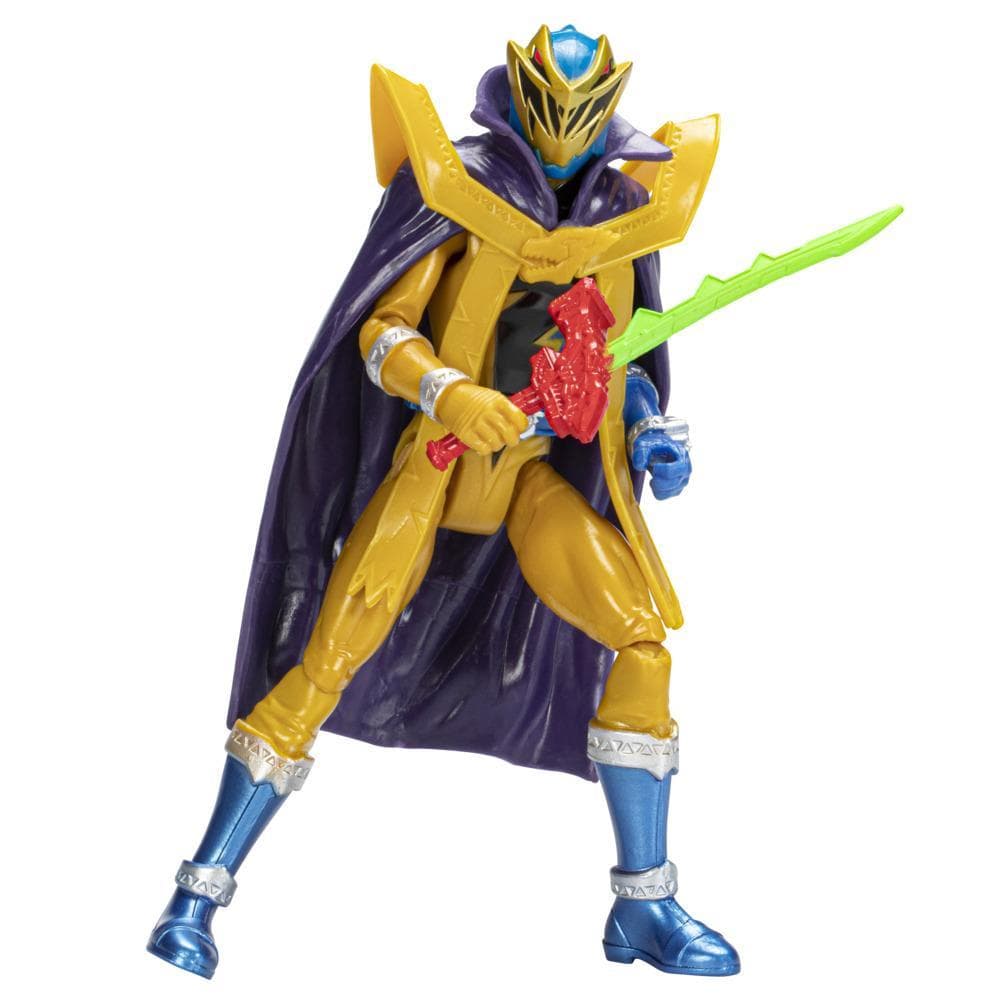Power Rangers Dino Fury Dino Master Mode Gold Ranger 6-Inch Action Figure Toy with Dino Fury Key, Dino Master Saber