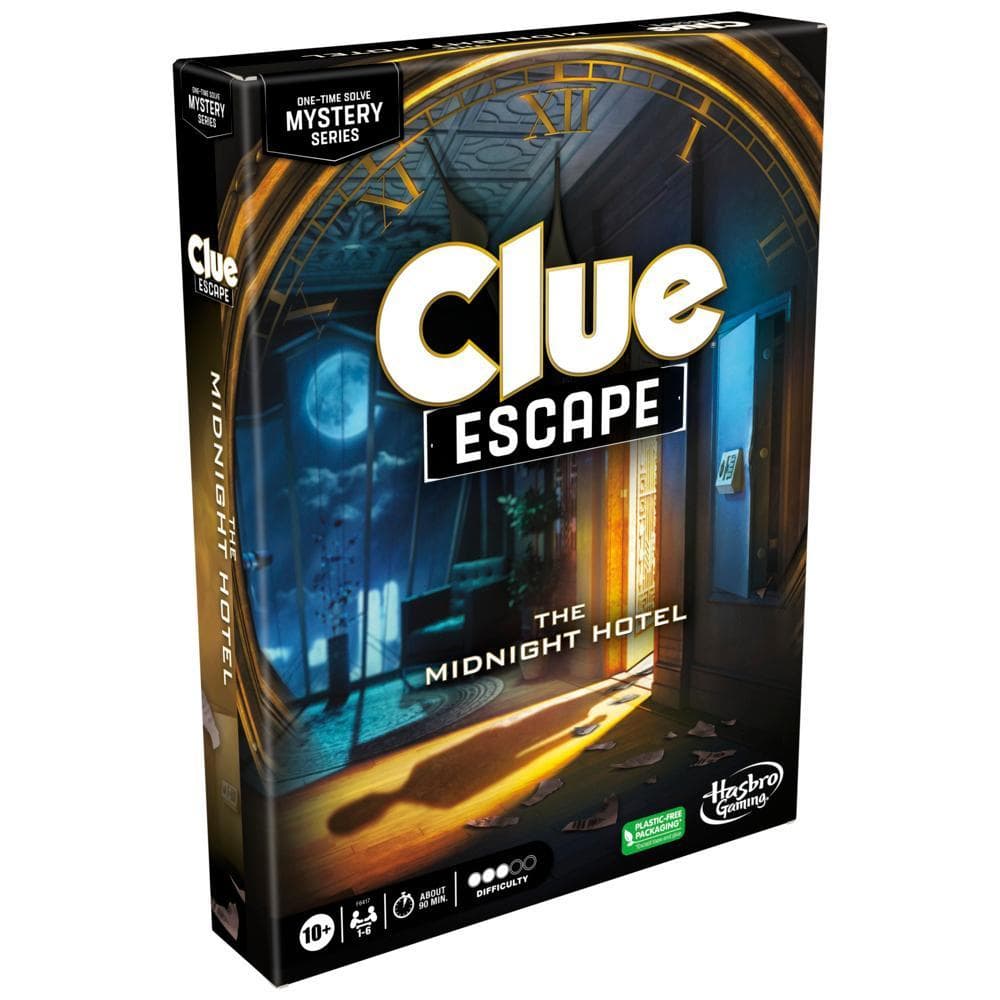 Clue Escape: The Midnight Hotel Board Game, 1-Time Solve Escape Room Games, Mystery Games, Ages 10+