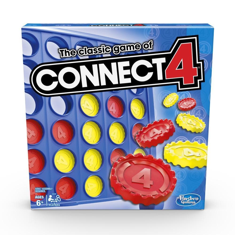 Connect 4 Classic Grid Board Game, 4 in a Row Game for Kids, 2 Player Strategy Board Games, Ages 6+