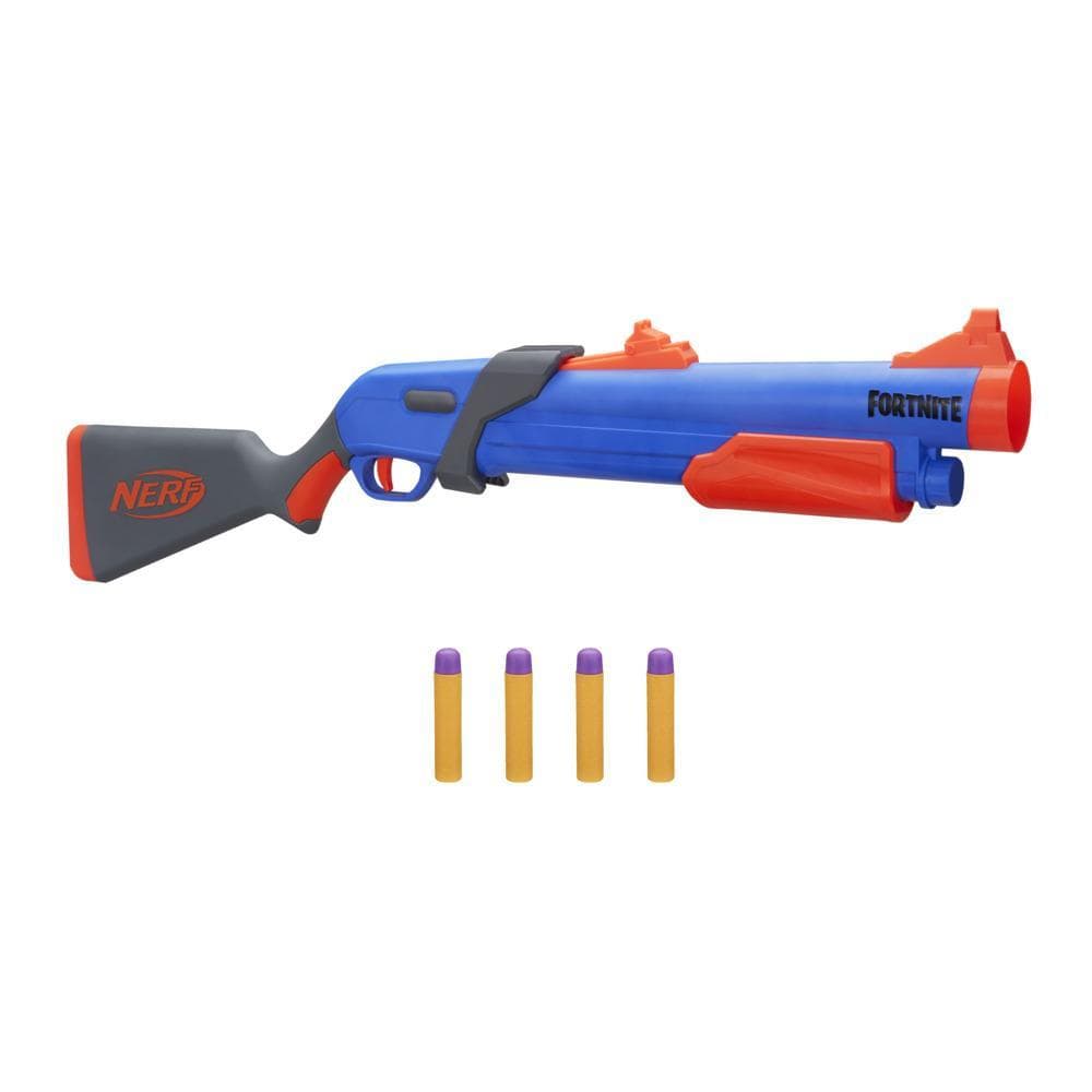 Nerf Fortnite Pump SG Blaster, Pump Action Mega Dart Blasting, Breech Load, 4 Nerf Mega Darts, For Youth, Teens, Adults