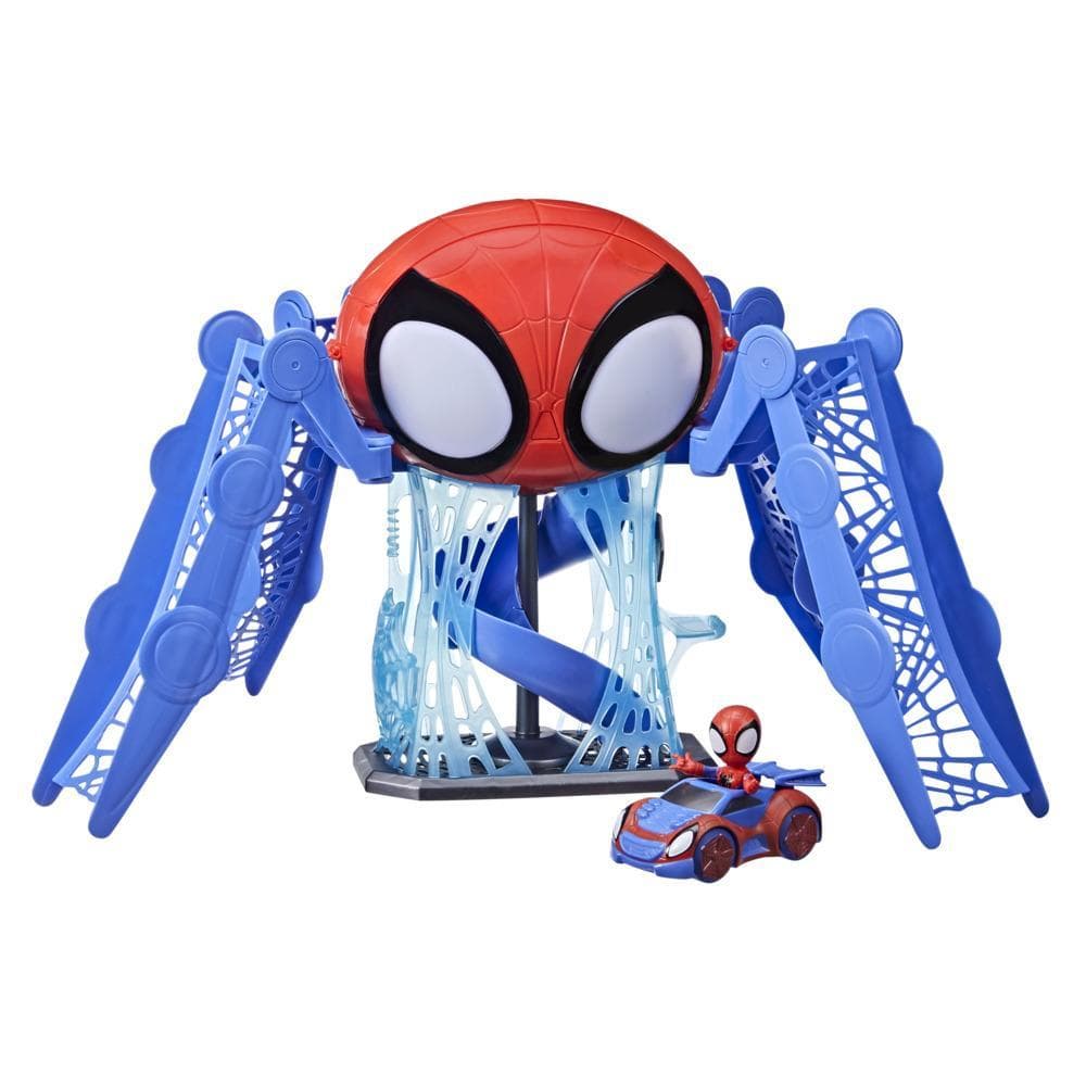 Marvel Spidey and His Amazing Friends Web-Quarters Playset With Lights, Sounds, Spidey and Vehicle, For Kids Ages 3 and Up