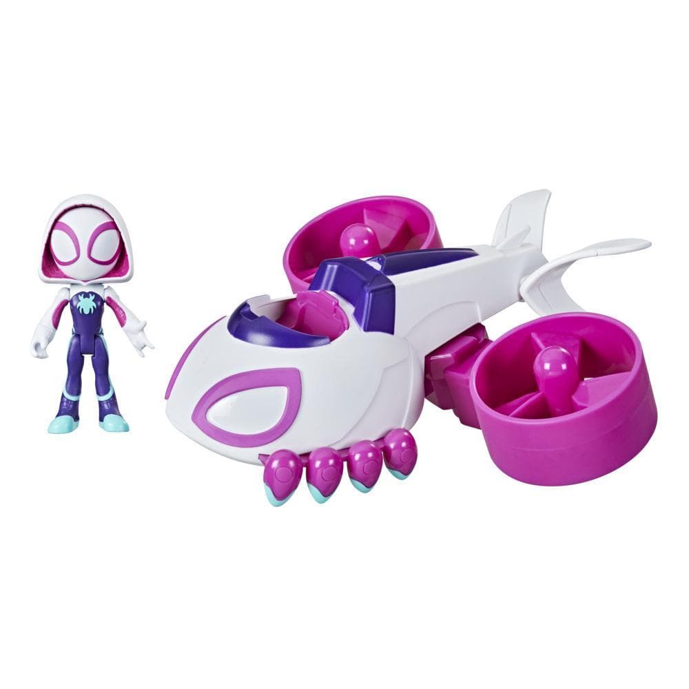 Marvel Spidey and His Amazing Friends Change 'N Go Ghost-Copter And Ghost-Spider 4-inch Action Figure, For Kids Ages 3 And Up