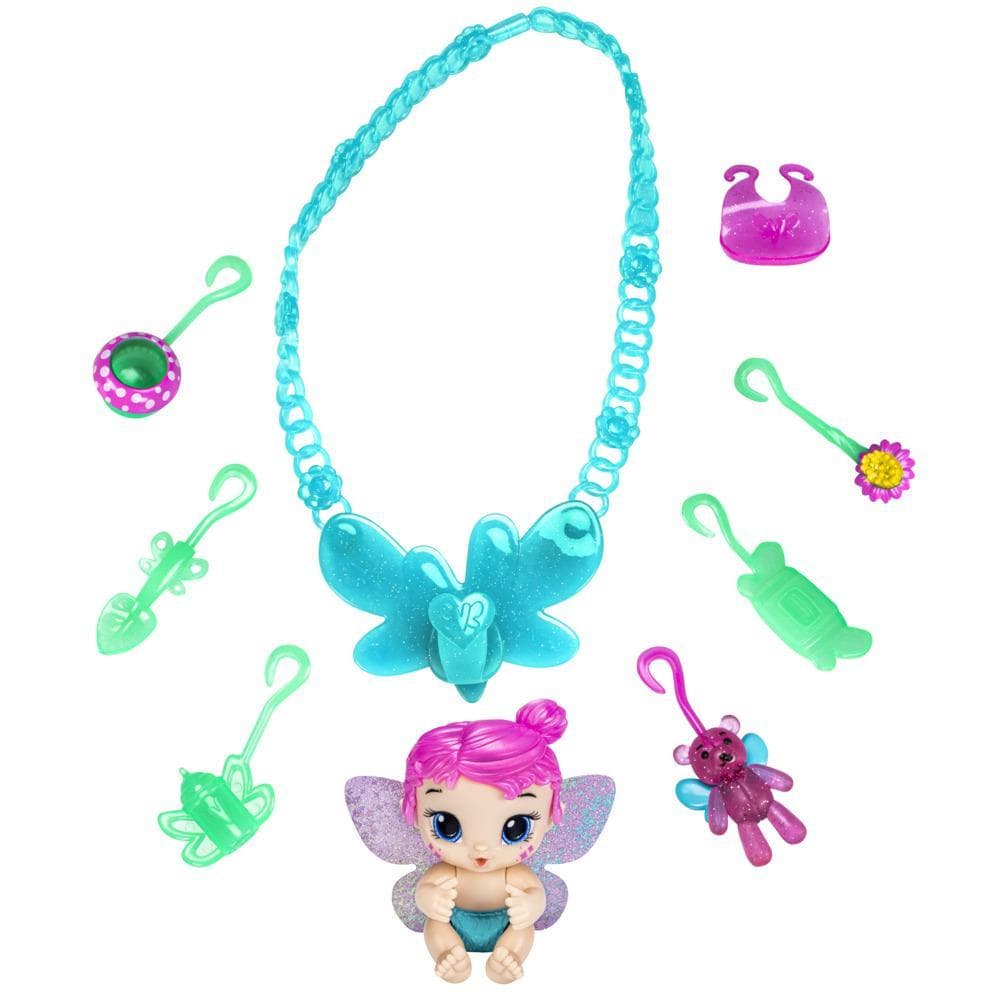Baby Alive Glo Pixies Minis Carry ‘n Care Necklace, Sugar Sprinkle, 3.75-Inch Pixie Toy, Charm Necklace and Doll Carrier