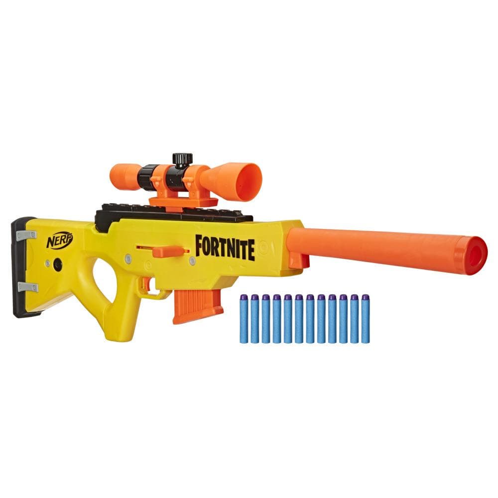 Nerf Fortnite BASR-L Bolt Action, Clip Fed Blaster Includes Removable Scope, 6-Dart Clip, 12 Official Nerf Elite Darts