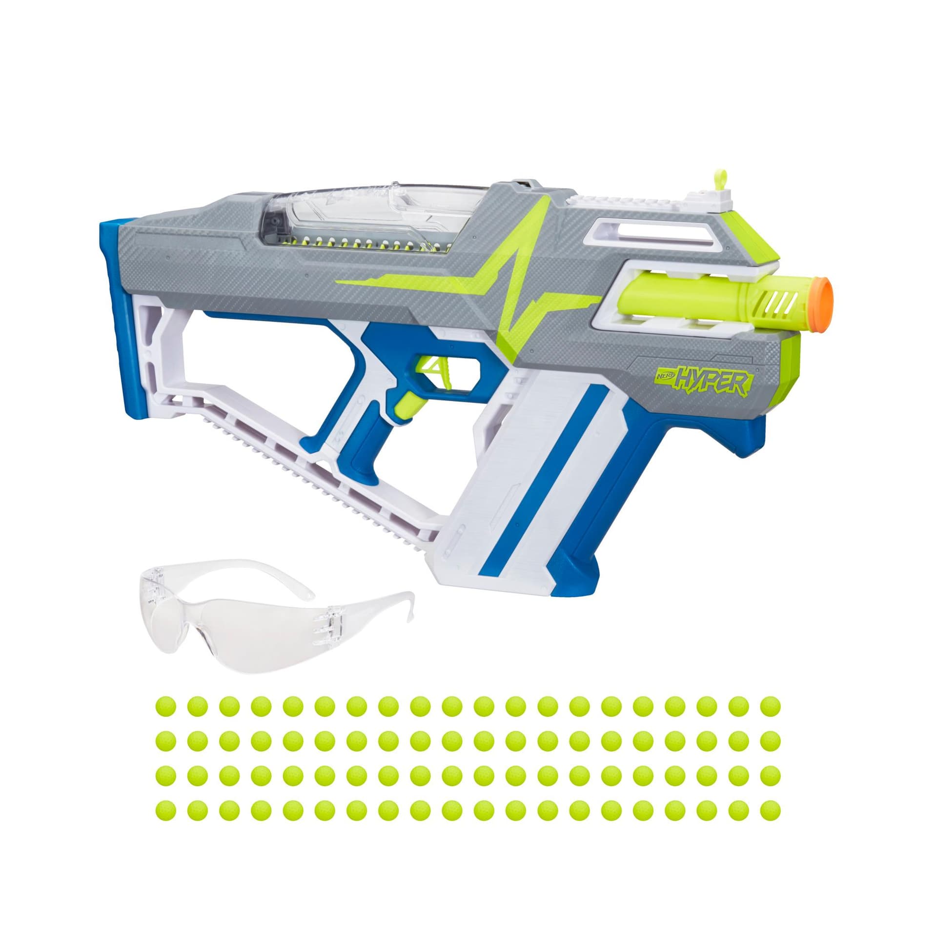 Nerf Hyper Mach-100 Fully Motorized Blaster and 80 Nerf Hyper Rounds, 110 FPS Velocity, Easy Reload, 100-Round Capacity