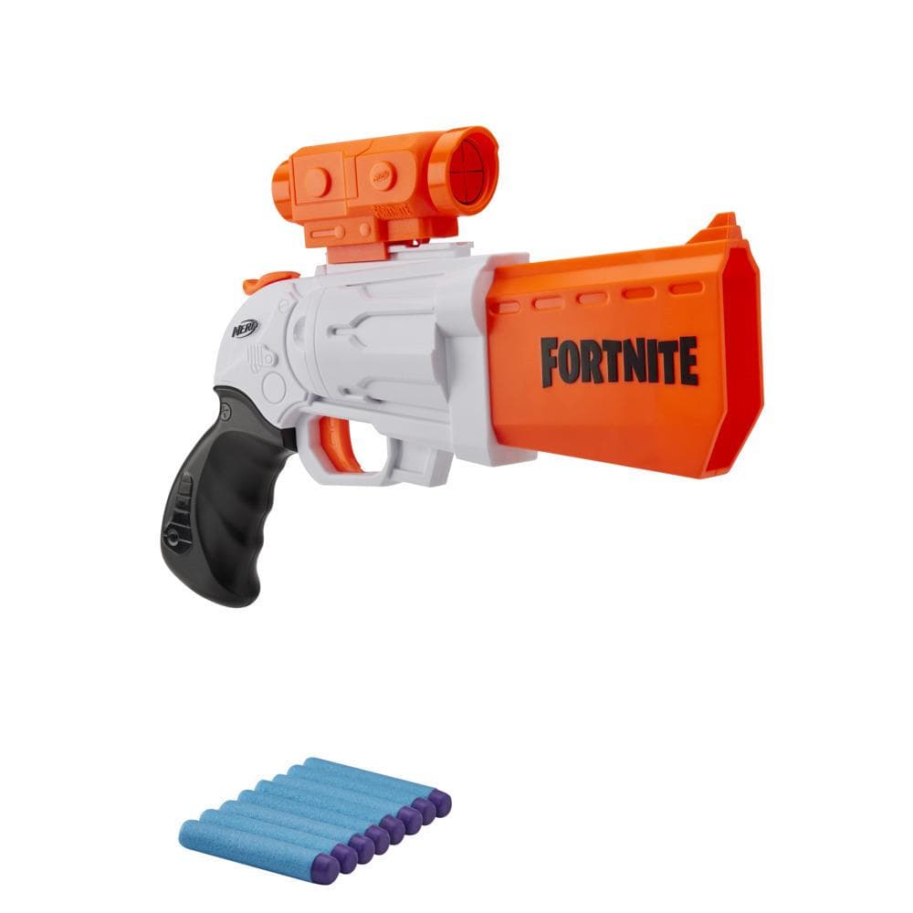 Nerf Fortnite SR Blaster -- 4-Dart Hammer Action -- Includes Removable Scope and 8 Official Nerf Elite Darts