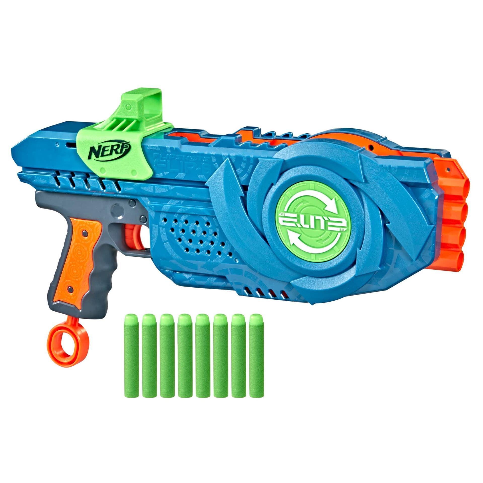 Nerf Elite 2.0 Flipshots Flip-8 Blaster, 8 Dart Barrels Flip to Double Your Firepower, 8-Dart Capacity, 8 Nerf Darts