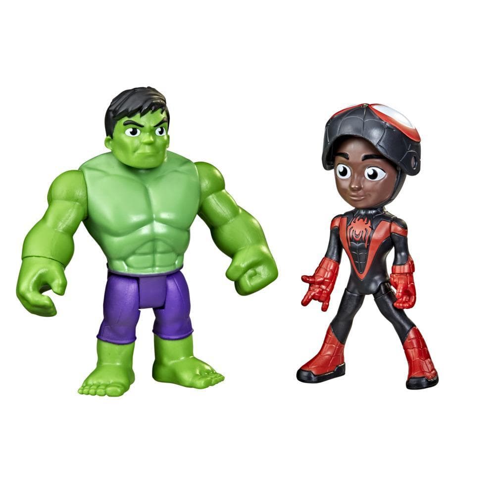 Marvel Spidey and His Amazing Friends Hero Reveal Figure 2-Pack, Mask Flip Feature, Miles Morales: Spider-Man and Hulk, 3 And Up