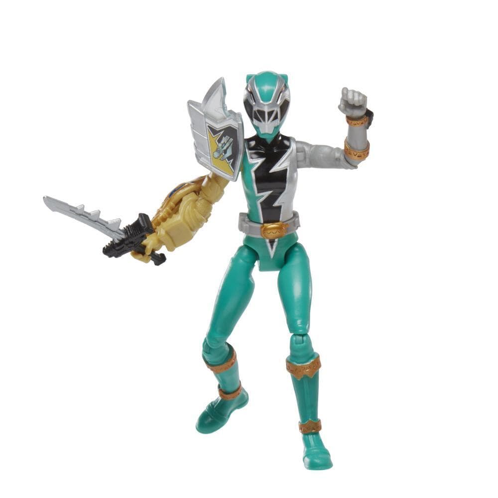 Power Rangers Dino Fury Green Ranger with Sprint Sleeve 6-Inch Action Figure Toy, Dino Fury Key, Chromafury Saber
