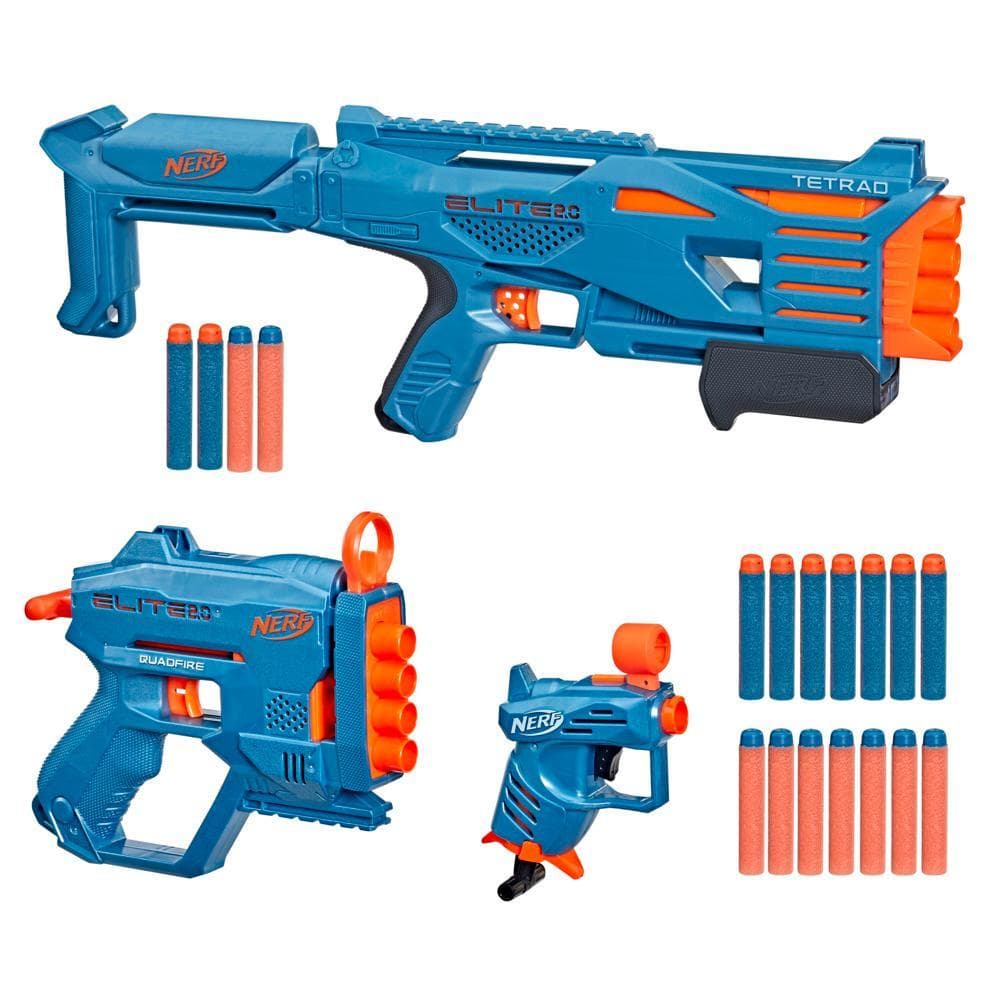 Nerf Elite 2.0 Stockpile Pack, Includes 3 Nerf Dart-Firing Blasters and 10 Official Nerf Elite Foam Darts