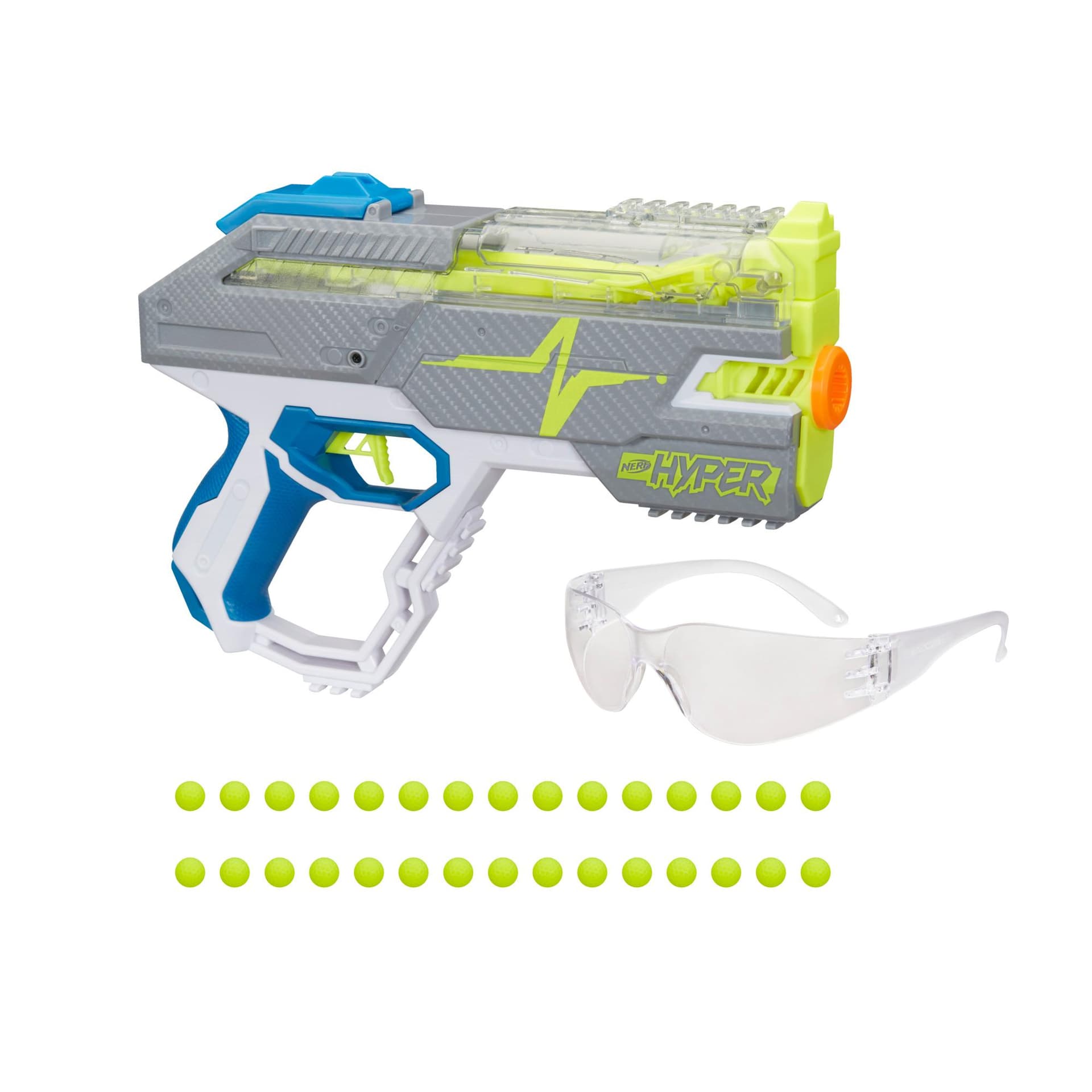 Nerf Hyper Rush-40 Pump-Action Blaster and 30 Nerf Hyper Rounds, 110 FPS Velocity, Easy Reload, 40-Round Capacity
