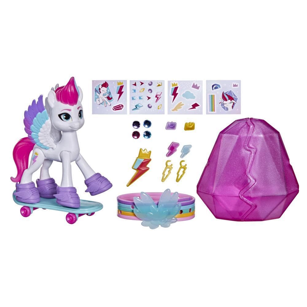 My Little Pony: A New Generation, Aventure de cristal Zipp Storm, figurine de poney blanc de 7,5 cm avec surprises