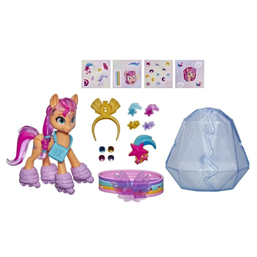 My Little Pony: A New Generation, Aventure de cristal Sunny Starscout, figurine de poney orange de 7,5 cm avec surprises